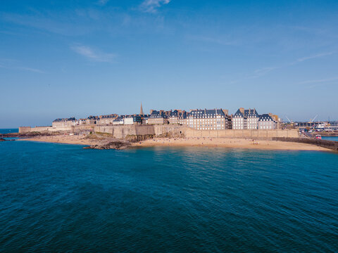 Aerial View of the Walled City of Saint-Malo, France