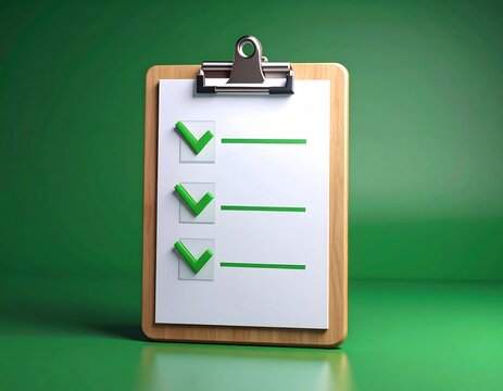 Completed Checklist on Clipboard with Green Checkmarks