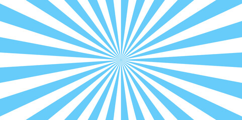 Sun ray vector background radial sunrise or sunset light retro design. Horizontal, universal for website, text, marketplaces, products, business. Abstract contrast radial burst pattern twisted rays.