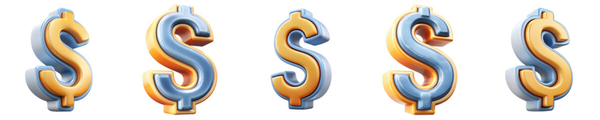 Naklejka premium PNG dollar sign, element set on transparent background