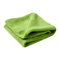 Clean green microfiber cloth on transparent background