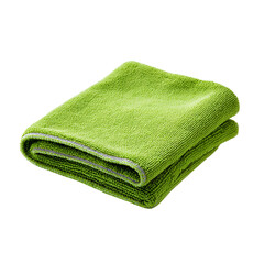 Clean green microfiber cloth on transparent background