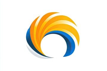 Abstract design with swirling shapes of orange and blue.