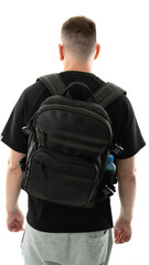 Backpack worn by person in casual attire, showcasing versatility for travel and daily activities