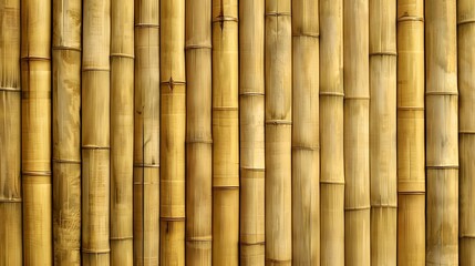 Naklejka premium Natural Bamboo Wall Background: Seamless Texture of Golden Canes