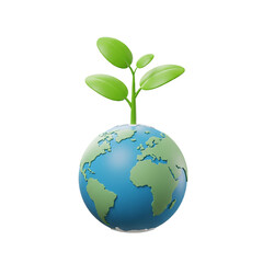 Earth Day Sprout Growing on Planet Earth  Sustainable Growth Environmental Conservation Global Sustainability