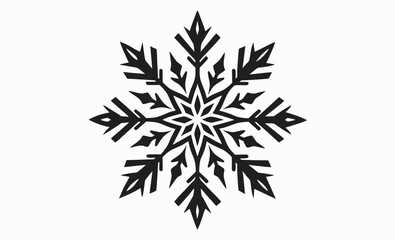 hand drawn snowflake icon silhouette, winter icon sketch, black vector symbol, holiday decorative illustration