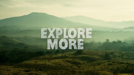 Minimalist wall art with the quote "Explore More" set over a scenic backdrop, perfect for travel blogs or promotional material.