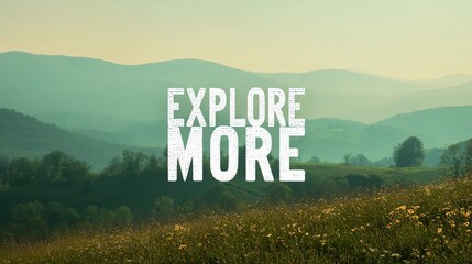 Minimalist wall art with the quote "Explore More" set over a scenic backdrop, perfect for travel blogs or promotional material.