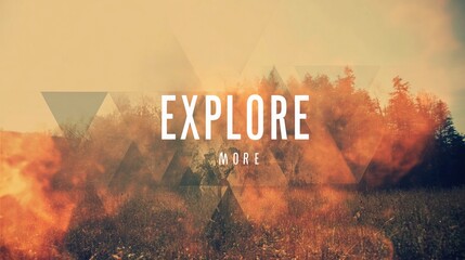 Minimalist wall art with the quote "Explore More" set over a scenic backdrop, perfect for travel blogs or promotional material.