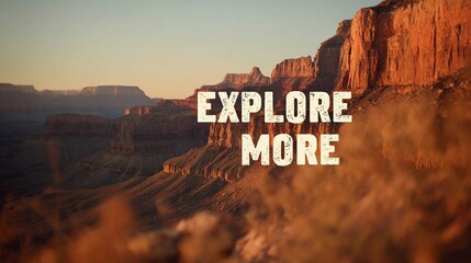 Minimalist wall art with the quote "Explore More" set over a scenic backdrop, perfect for travel blogs or promotional material.