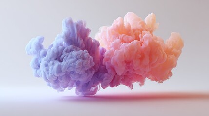 Minimalist3 D Rendering Two Colorful Smoke Clouds Lavender Peach Abstract Background