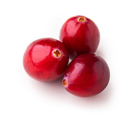 Cranberry isolated on white. 
Three cranberries isolated on white background.