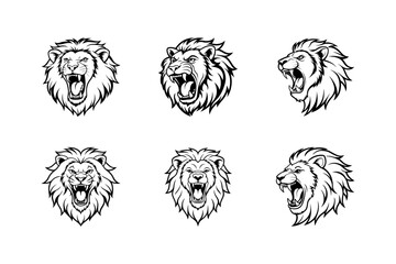 outline roaring lion a fierce lion mid roar vector art