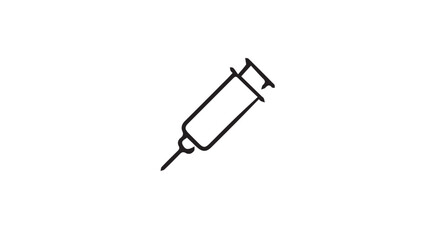 Vector line art icon of a medical syringe. Ideal for healthcare infographics, vaccination campaigns, hospital signs, pharmacy graphics, and medical treatment illustrations.