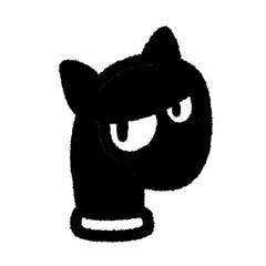 black cat png outline cute cartoon handwrite design clipart and art doodle line art element