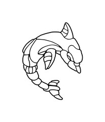 Stylized line drawing of a leaping robotic dolphin.