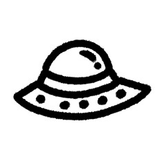 UFO png outline cute cartoon handwrite design clipart and art doodle line art element