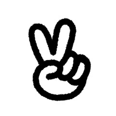 fighting two-finger symbols png outline cute cartoon handwrite design clipart and art doodle line art element