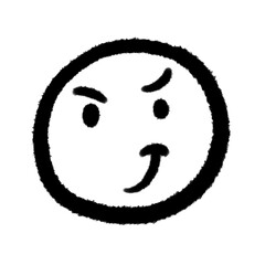 smart emotion png outline cute cartoon handwrite design clipart and art doodle line art element