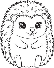 Naklejka premium Hedgehog Outline an line art Coloring Pages Vector White color background 