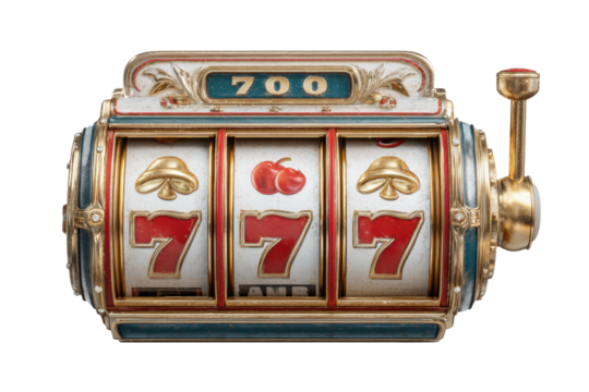 PNG Vintage slot machine with jackpot triple sevens and classic symbols
