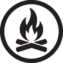 Campfire icon vector illustration black and white bonfire logo symbol sign design graphic element image on transparent background silhouette