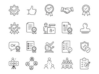 Business and Teamwork Line Icon Set