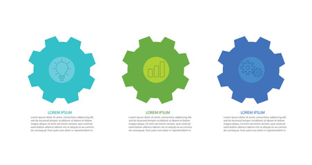 Infographic design elements with 3 steps process flow diagram with gear symbols