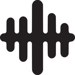 Audio waveform graphic equalizer sound wave vector illustration black and white design element on transparent background silhouette