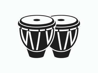 Bongo drums silhouette, line art percussion vector, musical instrument illustration