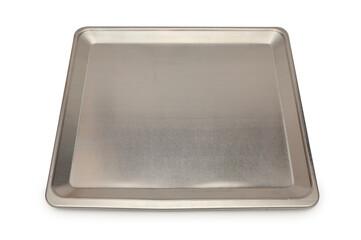 Aluminum baking tray from the oven on a white background. Baking in the kitchen at home.