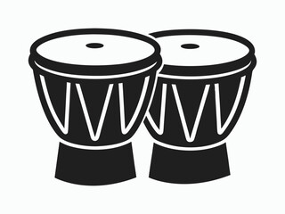 Bongo drums silhouette, line art percussion vector, musical instrument illustration