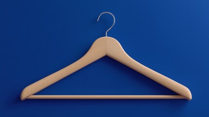 A Wooden Clothes Hanger in a Clean blue background