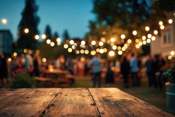 Rustic wooden table outdoors at a gathering