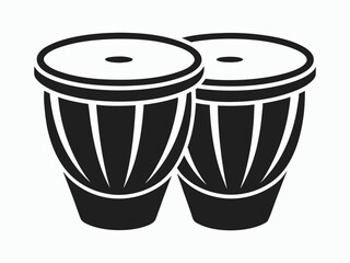 Bongo drums silhouette, line art percussion vector, musical instrument illustration