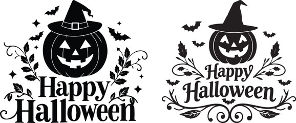 Happy Halloween typography with bats and pumpkin. Halloween t shirt design. vector illustration.