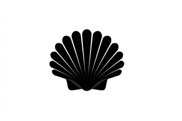 Simple black silhouette of a seashell.