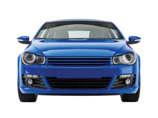 blue car front view isolated on transparent background png