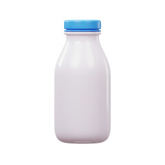 Milk bottle with blue cap against 