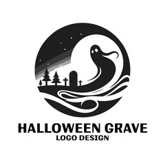 Halloween Grave Vector Logo Design