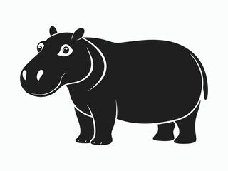 Hippopotamus silhouette, hippopotamus line art silhouette vector illustration 