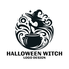 Halloween Witch Vector Logo Design