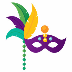 Colorful mardi gras mask with feathers and beads © Orpita
