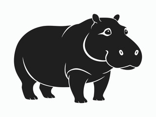 Hippopotamus silhouette, hippopotamus line art silhouette vector illustration 