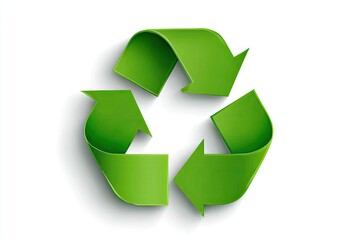 Vivid green recycling symbol on a white background.