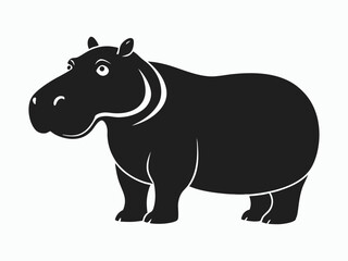 Hippopotamus silhouette, hippopotamus line art silhouette vector illustration 