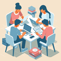 Isometric Classroom Flat Vector illustraton Design