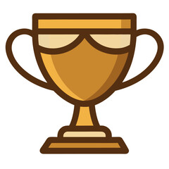 Gold trophy cup vector icon on white background.