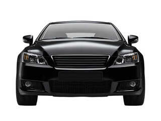 Black car, front view isolated on transparent background png